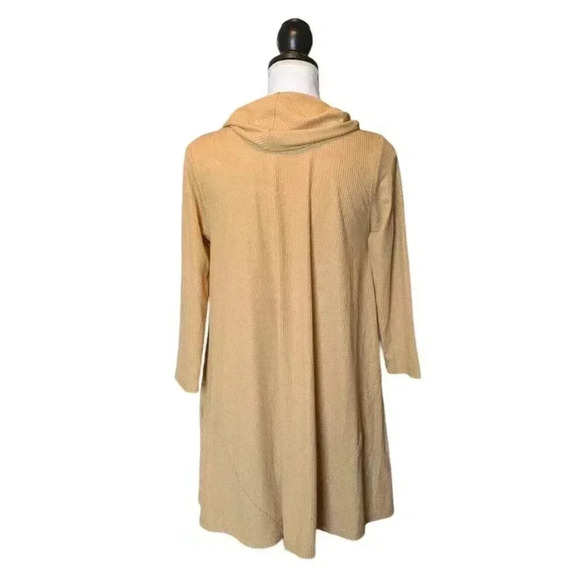 Last Tango Heather Tan Beige Ribbed Cowl Neck 3/4 Sleeve Tunic Top New One Size - Picture 2 of 7